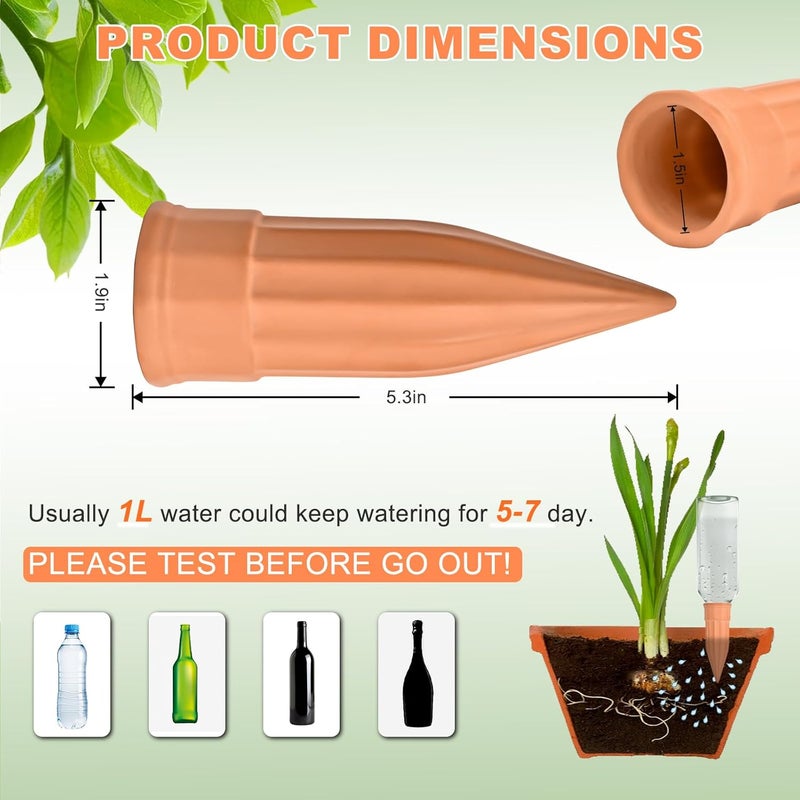 Lsed 16 Pack Terracotta Plant Waterers - Self Watering Spikes and Watering Stakes for Automatic Watering, Slow Release Watering Devices for Vacation Plant Watering, Ideal for Indoor & Outdoor Plants - Image 3